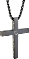 ожерелье с религиозным крестом из нержавеющей стали с подвеской с библейским стихом и цепью 22 дюйма - ювелирные изделия веры от kougemou. логотип