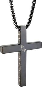 img 4 attached to Stainless Steel Religious Cross Necklace with Bible Verse Pendant and 22' Chain - Faith Jewelry by KouGeMou