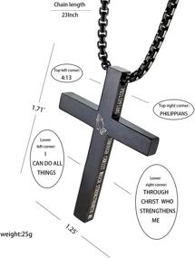 img 3 attached to Ожерелье с религиозным крестом из нержавеющей стали с подвеской с библейским стихом и цепью 22 дюйма - Ювелирные изделия веры от KouGeMou.