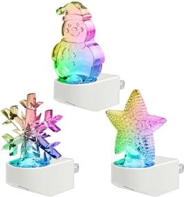 img 4 attached to 🎄 Plug-in Christmas Decorations Night Light – LED Wall Nightlights with Color Changing, Dusk to Dawn Sensor – Ideal for Kids, Elderly, Nursery, Bedroom, Hallway, Stairs, Kitchen – Snowman, Twinkle Star, Snowflake