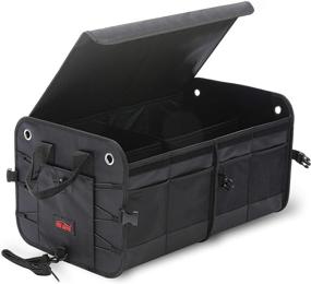 img 4 attached to 🚙 CZC AUTO Collapsible Car Trunk Organizer with Lid - Cargo Storage for Groceries and 4 Compartments, Non-slip for SUVs, Trucks (Black)