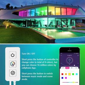 img 3 attached to 🌈 Smart Music Sync Dream Color LED Strip Lights - SUPERNIGHT 5050 LED, Phone App Controlled, Waterproof for Party, Room Decor, Bedroom, TV, Gaming - Adhesive Tape & 16.4Ft