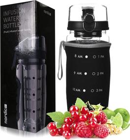 img 1 attached to 💧 Stay Hydrated with DailyNordic 32 oz Large Fruit Infuser Water Bottle - Insulated Sleeve & Leak-Proof Design - BPA-Free - Full-Length Infusion Basket - Flip-Top Cap - Hydration Tracker - Detachable Ice Gel Ball