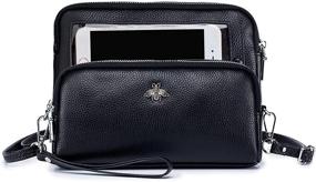 img 4 attached to Сумка через плечо из натуральной кожи с сенсорным экраном и карманами для карт для женщин - кошелек-ремешок для мобильного телефона