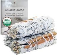 🌿 ancientveda white sage mix smudge sticks 3 pack - cleansing, meditation, yoga, and smudging | organic white sage blend with cinnamon, copal, ruda rue, peppermint, or yerba santa (white & cinnamon) for enhanced seo логотип