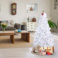 🎄 premium 6ft white christmas tree: hinged artificial pine with solid metal stand, 100pc ornaments for indoor & outdoor decoration - 800 tips logo