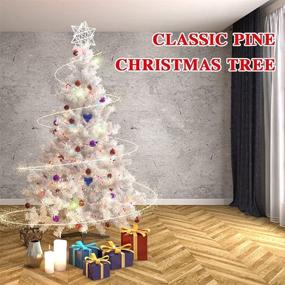 img 1 attached to 🎄 Premium 6ft White Christmas Tree: Hinged Artificial Pine with Solid Metal Stand, 100pc Ornaments for Indoor & Outdoor Decoration - 800 Tips