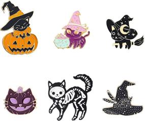 img 4 attached to 🐱 Cute Anime Cat Enamel Pins: Aesthetic Cartoon Halloween Brooch Set for Backpacks, Jackets, Hats - Funny Witchy Gifts for Women and Girls