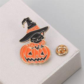 img 1 attached to 🐱 Cute Anime Cat Enamel Pins: Aesthetic Cartoon Halloween Brooch Set for Backpacks, Jackets, Hats - Funny Witchy Gifts for Women and Girls