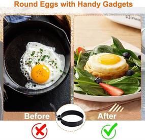 img 1 attached to 🍳 COTEY 3.5-Inch Nonstick Egg Rings Set of 4 - Round Crumpet Ring Mold Shaper for English Muffins, Pancakes, and Burgers - Portable Grill Accessories for Camping and Indoor Breakfast Sandwich Cooking