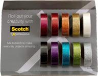 🎀 scotch brand scotch expressions glitter washi tape: ideal for bullet journaling and diy décor – 10-pack (c517-10-sioc) logo