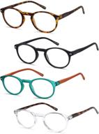 👓 gamma ray reading glasses: 4 pairs of lightweight round spring hinge readers for men and women logo