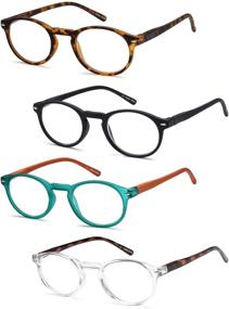 img 4 attached to 👓 Gamma Ray Reading Glasses: 4 Pairs of Lightweight Round Spring Hinge Readers for Men and Women