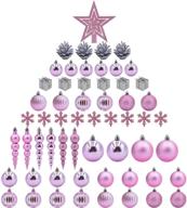 lawoho 58 ct pink shatterproof plastic christmas ball ornaments - sparkling hanging decorations for xmas tree, ideal for christmas holiday wedding and party logo