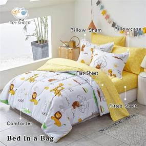 img 4 attached to 🐑 FlySheep Twin Size Bed in a Bag - 6 Piece Comforter Set with Cute Animal Prints - Soft Microfiber Bedding Set for Kids (Includes 1 Comforter, 1 Flat Sheet, 1 Fitted Sheet, 2 Pillow Shams, and 1 Pillowcase)