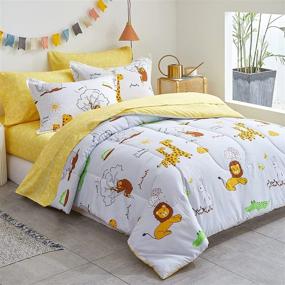 img 2 attached to 🐑 FlySheep Twin Size Bed in a Bag - 6 Piece Comforter Set with Cute Animal Prints - Soft Microfiber Bedding Set for Kids (Includes 1 Comforter, 1 Flat Sheet, 1 Fitted Sheet, 2 Pillow Shams, and 1 Pillowcase)