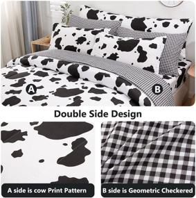 img 1 attached to Stylish SUCSES 8-Piece Cow Comforter Set Queen Bed in A Bag - Deluxe Black and White Bedding Ensemble with Comforter and Sheets - (1 Comforter, 1 Flat Sheet, 1 Fitted Sheet, 1 Body Pillowcase, 2 Pillowcases, 2 Pillow Shams)