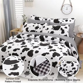 img 2 attached to Stylish SUCSES 8-Piece Cow Comforter Set Queen Bed in A Bag - Deluxe Black and White Bedding Ensemble with Comforter and Sheets - (1 Comforter, 1 Flat Sheet, 1 Fitted Sheet, 1 Body Pillowcase, 2 Pillowcases, 2 Pillow Shams)