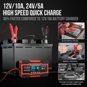 img 3 attached to 🔋 Smart 10-Amp Car Battery Charger: Fully Automatic 12V and 24V Trickle Charger with Temperature Compensation for Car, Truck, Motorcycle, Lawn Mower, Boat, and Marine Lead Acid Batteries