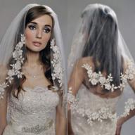 👰 kercisbeauty ivory wedding bridal lace double layer veil with hair comb and pearl chapel hair accessories - exquisite drop style with appliques edge and flower lace logo