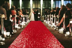 img 2 attached to 🎉 Add Glamour to Your Ceremony with ShinyBeauty Carpet Aisle Runner in Red - 36InchX15FT