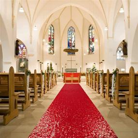 img 4 attached to 🎉 Add Glamour to Your Ceremony with ShinyBeauty Carpet Aisle Runner in Red - 36InchX15FT