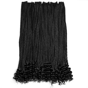 img 3 attached to 👸 Goddess Hair Box Braids Crochet Hair With Curly Ends Pre-Looped Black Braid Crochet Hair For Black Women Princess Style Synthetic Hair Extensions - 6 Packs Colorful Crochet Box Braids (24 inch, 1B#)