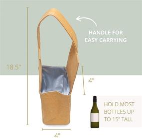 img 2 attached to SoYoung Kraft Washable Paper Wine Cooler - Stylish, Modern Insulated Wine Carrier and Gift Bag with Insulated Liner and Carrying Handle