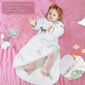 img 1 attached to 🦌 Рейново Baby Носимое одеяло для сна, Слип для малышей для девочки или мальчика, спальник Tog 1.0 с молнией, переход от пеленок к жилетке с отстегивающимися рукавами (крупный, олень)