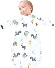 img 4 attached to 🦌 Рейново Baby Носимое одеяло для сна, Слип для малышей для девочки или мальчика, спальник Tog 1.0 с молнией, переход от пеленок к жилетке с отстегивающимися рукавами (крупный, олень)