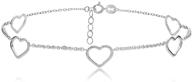 💎 sophisticated style: hoops & loops open hearts chain anklet in sterling silver logo