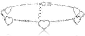 img 3 attached to 💎 Sophisticated Style: Hoops & Loops Open Hearts Chain Anklet in Sterling Silver