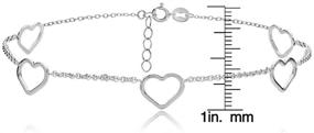 img 1 attached to 💎 Sophisticated Style: Hoops & Loops Open Hearts Chain Anklet in Sterling Silver