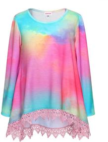 img 3 attached to 🦄 Lace Tunic Tops for Girls: Unicorn Blouse with Pockets, Short/Long Sleeve, Sizes 4-11 Years