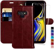 📱 monasay galaxy note 9 wallet case - 6.4 inch flip folio leather cell phone cover with credit card holder and screen protector logo