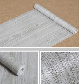 img 1 attached to 🔖 Self Adhesive Gray Wood Grain Contact Paper Shelf Liner - Ideal for Kitchen Cabinets, Shelves, Drawers, Doors - 17.7" x 78" Sticker