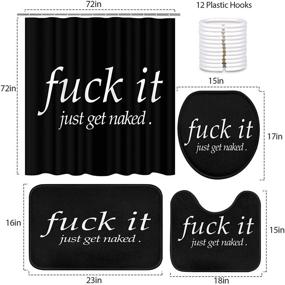 img 3 attached to 🚽 Enhance your Bathroom Decor with Britimes 4 Piece Shower Curtain Set - 'Fuck It Just Get Naked' Design, Featuring Non-Slip Rugs, Bath Mat, and Toilet Lid Cover - Waterproof and Durable - Comes with 12 Hooks - 72"x72