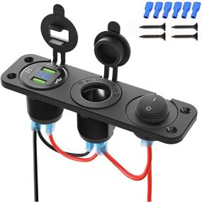 img 4 attached to Kohree 12V Marine Boat Cigarette Lighter Socket: Waterproof Dual 💧 QC3.0 USB Outlet Panel with LED Display and RV Power Socket