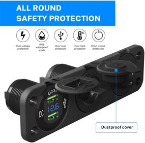 img 2 attached to Kohree 12V Marine Boat Cigarette Lighter Socket: Waterproof Dual 💧 QC3.0 USB Outlet Panel with LED Display and RV Power Socket
