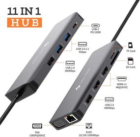 img 1 attached to 🔌 NOVOO 11-in-1 USB C Docking Station: Triple Display, Dual HDMI VGA, Gigabit Ethernet, 100W PD, 4 USB Ports, Thunderbolt 3 Dock Compatible for MacBook and USB C Laptops