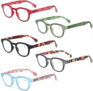 👓 stylish 5 pack reading glasses: unisex fashion spring hinge with pattern design readers logo