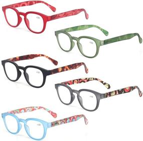 img 4 attached to 👓 Stylish 5 Pack Reading Glasses: Unisex Fashion Spring Hinge with Pattern Design Readers