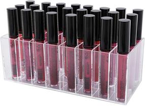 img 4 attached to 💄 LureMe Lip Gloss Organizer | Clear Acrylic Makeup Display Case with 24 Spaces (CB000003)