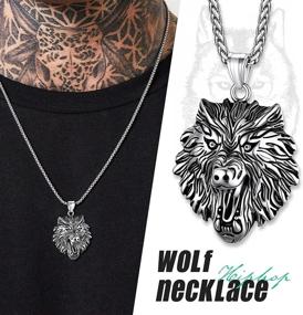 img 1 attached to 🐺 Bestyle Howling Wolf Necklace: Exquisite Handmade Stainless Steel/Gold/Black Pendant for Men Boys - Norse Viking Jewelry, Perfect for Wolf Lovers, with Punk Wolf Spirit Inspiration