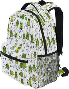 img 2 attached to Blueangle Funny Frogs Pattern Print Travel Backpack For School Water Resistant Bookbag