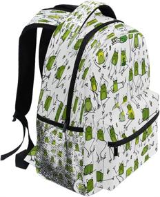 img 3 attached to Blueangle Funny Frogs Pattern Print Travel Backpack For School Water Resistant Bookbag