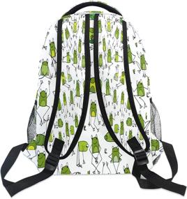 img 1 attached to Blueangle Funny Frogs Pattern Print Travel Backpack For School Water Resistant Bookbag