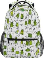 blueangle funny frogs pattern print travel backpack for school water resistant bookbag logo
