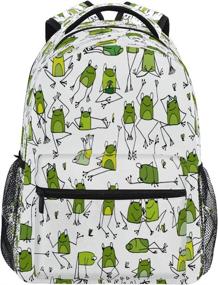 img 4 attached to Blueangle Funny Frogs Pattern Print Travel Backpack For School Water Resistant Bookbag