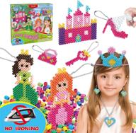 kids diy water fuse non iron super beads: fun crafts toy set for girls! perfect indoor activity project and birthday gift for little princess. ages 4-9 perler beads kit. logo